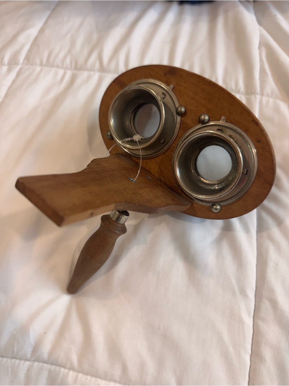 Antique Vintage Handheld Stereo-Graphoscope 1896 wood & brass